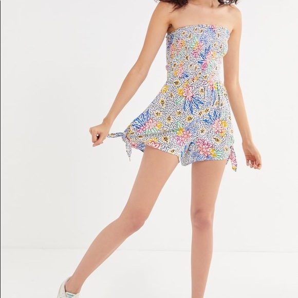 Urban Outfitters Pants - SOLD multicolor floral strapless smocked romper